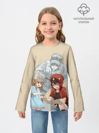 Детский лонгслив / Клетки за работой