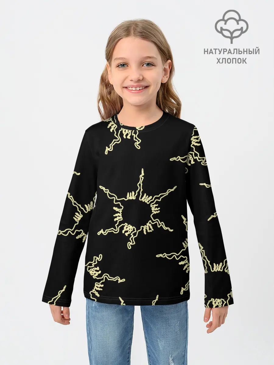 Детский лонгслив / чёрное солнце