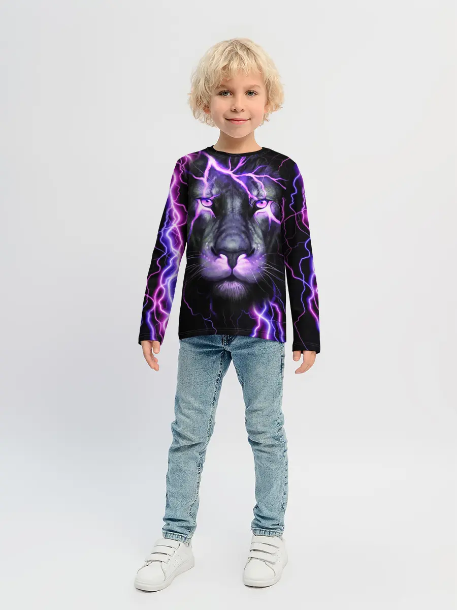 Детский лонгслив / НЕОНОВЫЙ ЛЕВ / NEON LION