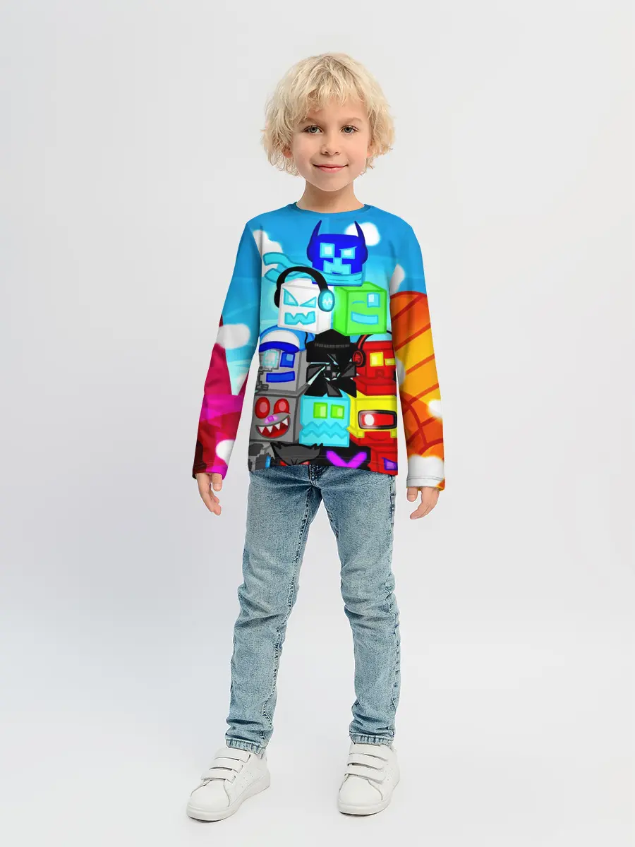 Детский лонгслив / GEOMETRY DASH / ГЕОМЕТРИ ДАШ