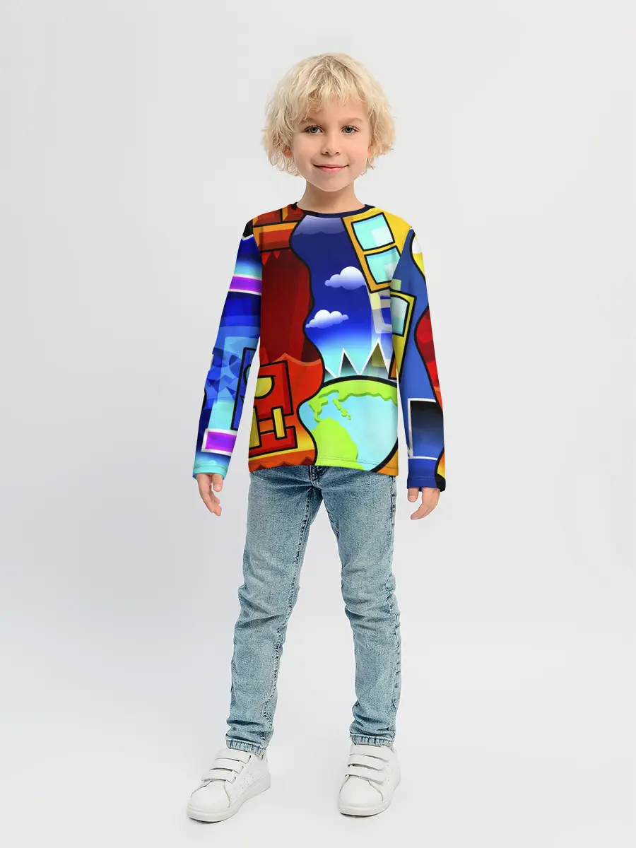 Детский лонгслив / GEOMETRY DASH / ГЕОМЕТРИ ДАШ