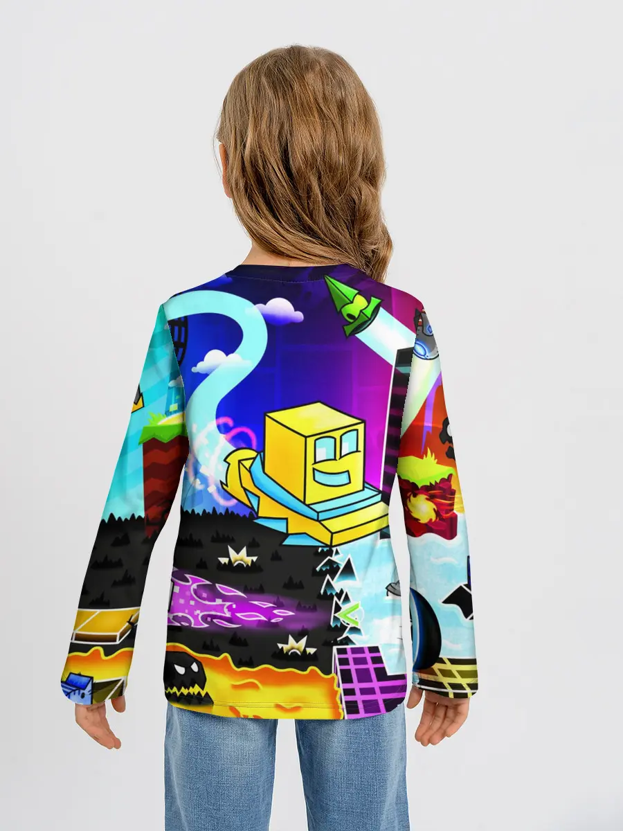 Детский лонгслив / GEOMETRY DASH / ГЕОМЕТРИ ДАШ