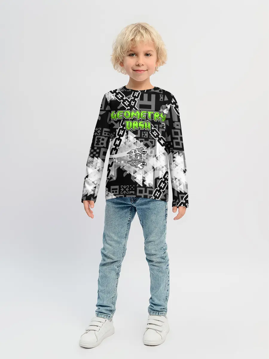 Детский лонгслив / Geometry Dash
