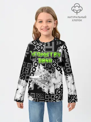 Детский лонгслив / Geometry Dash