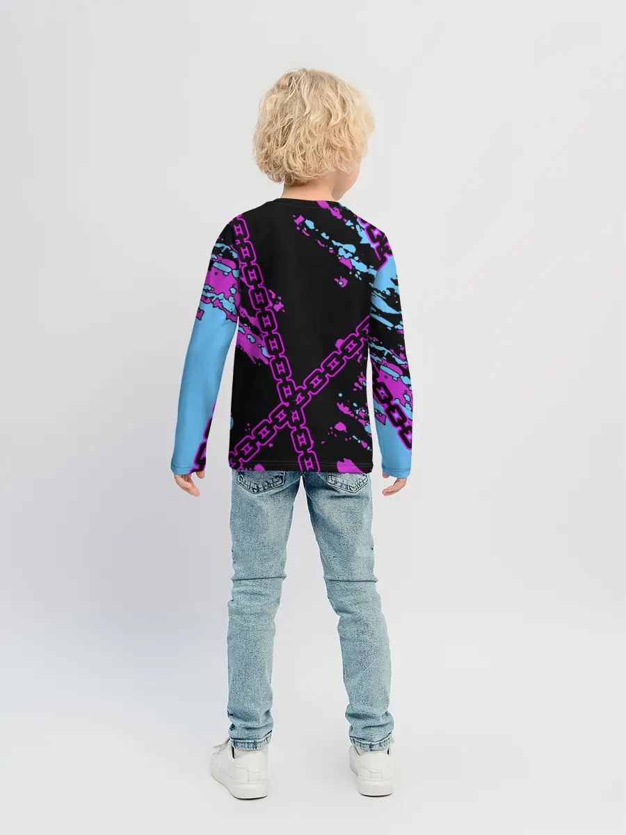 Детский лонгслив / Geometry Dash