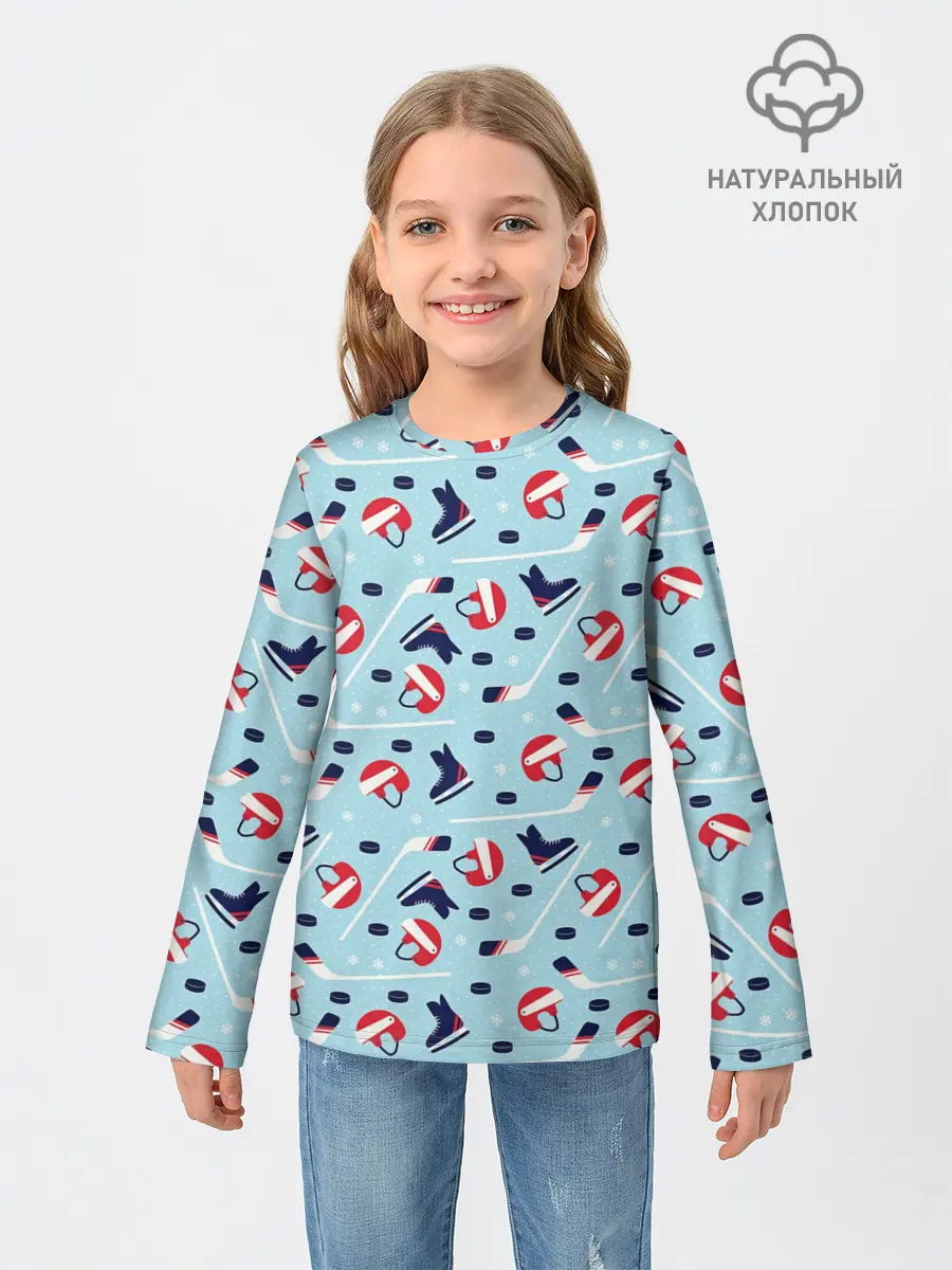 Детский лонгслив / Hockey Pattern