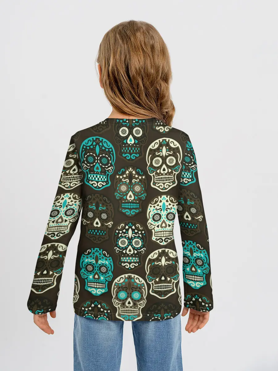 Детский лонгслив / Черепа с узорами