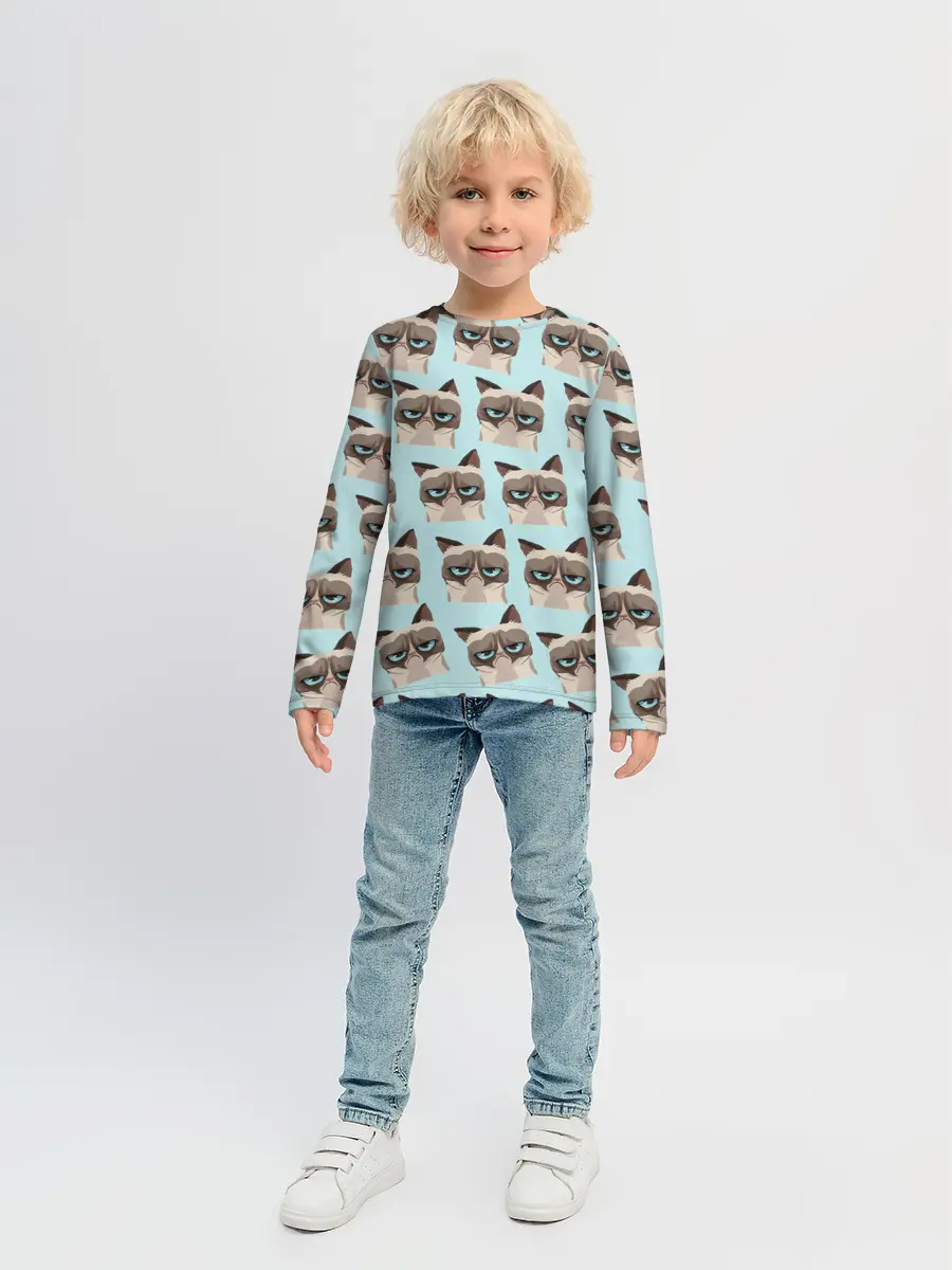Детский лонгслив / Грустный котик