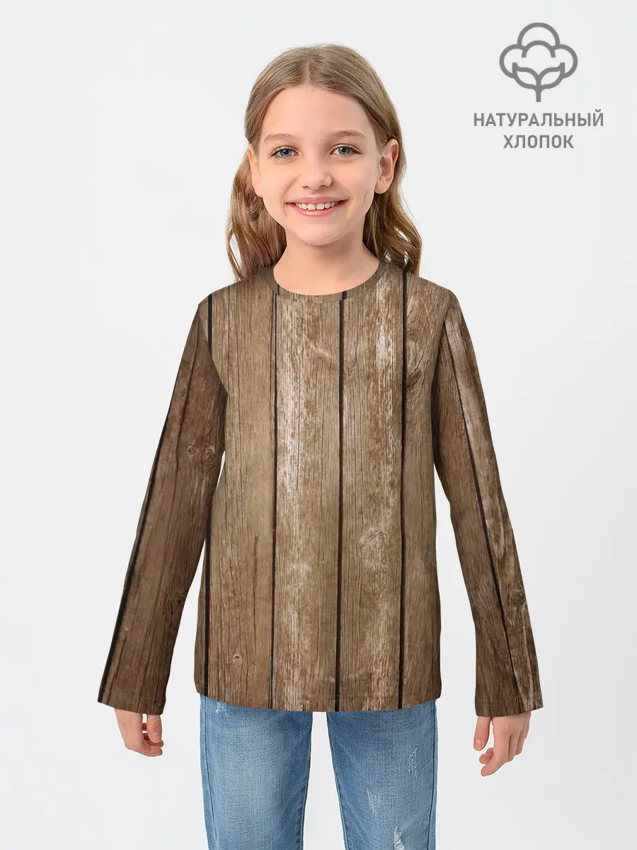 Детский лонгслив / Texture. Wood