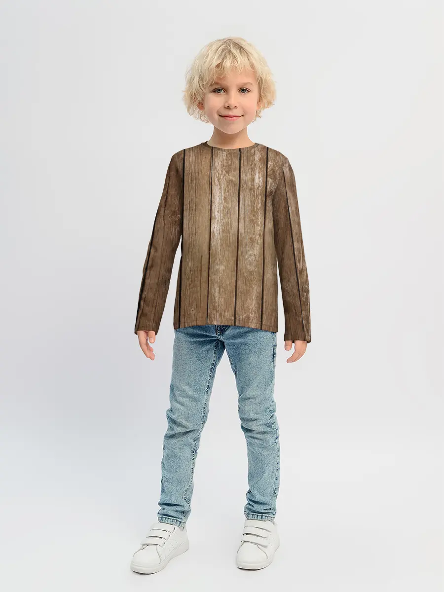 Детский лонгслив / Texture. Wood