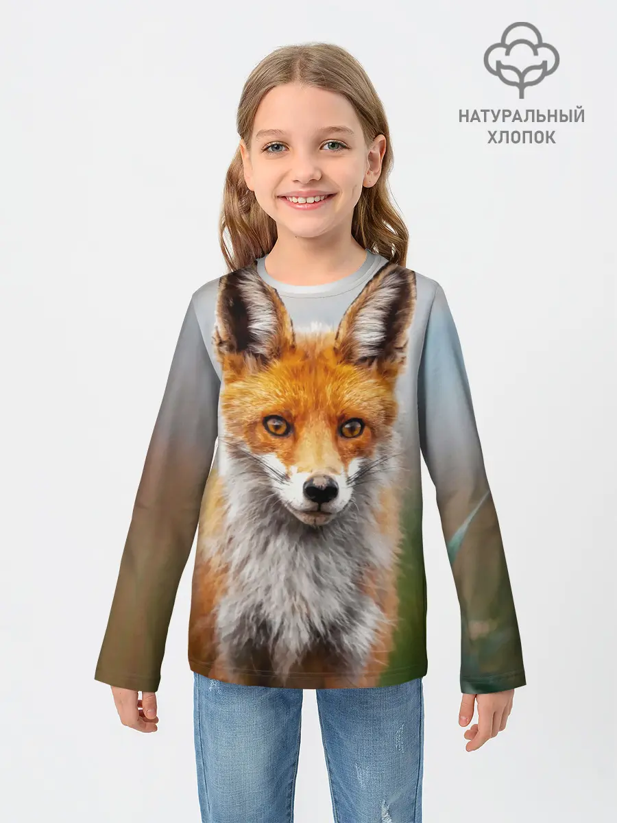 Детский лонгслив / рыжая лисица