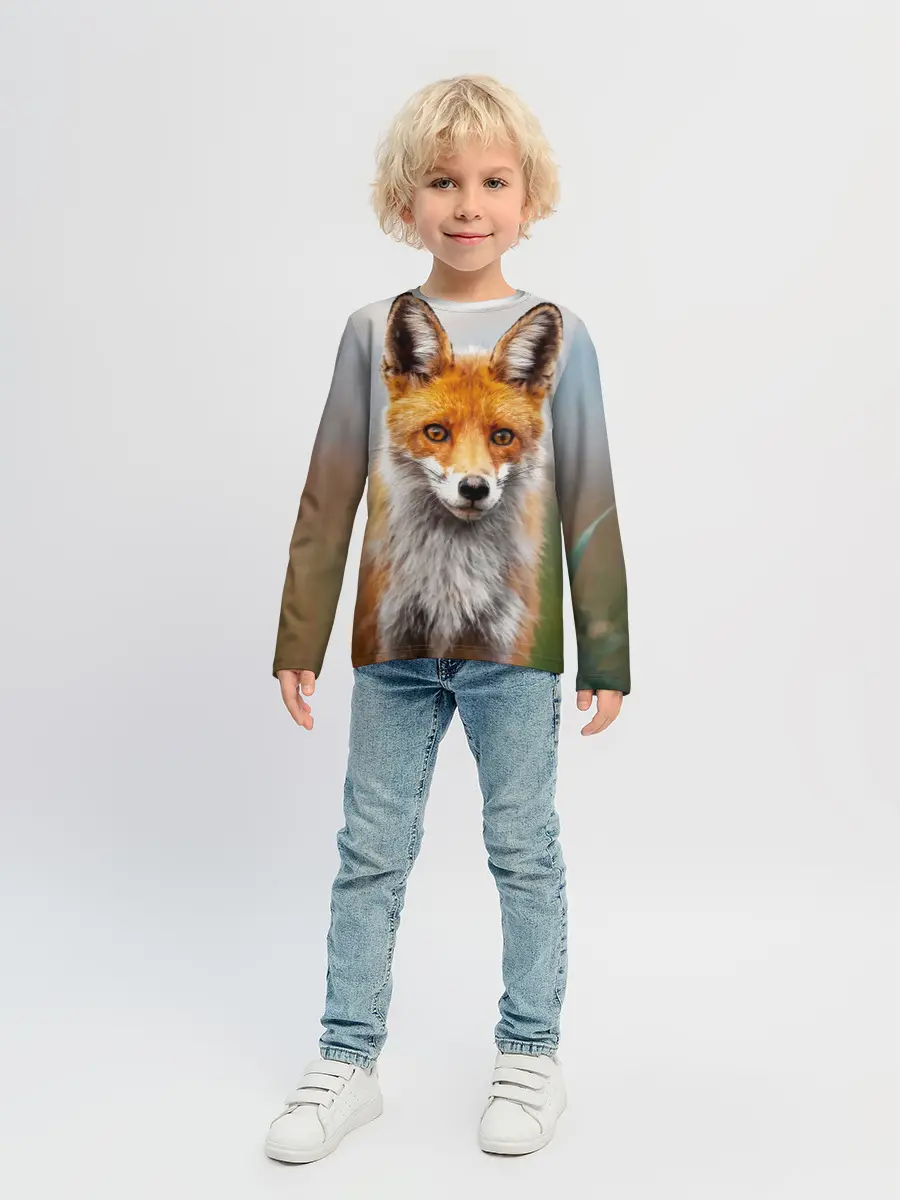 Детский лонгслив / рыжая лисица