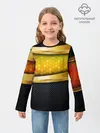 Детский лонгслив / 3D ЗОЛОТЫЕ СОТЫ / БРОНЯ 3Д