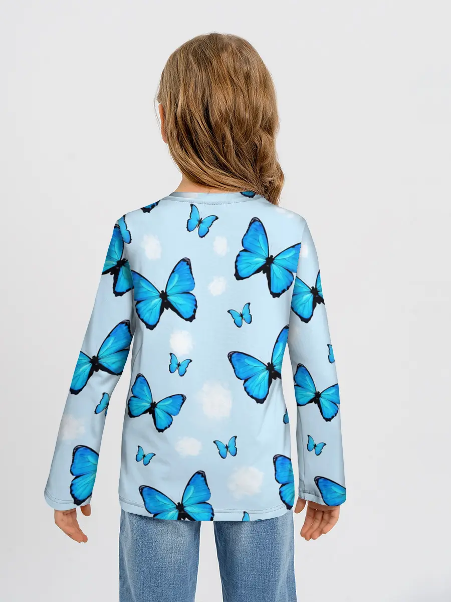 Детский лонгслив / Бабочки с Облаками