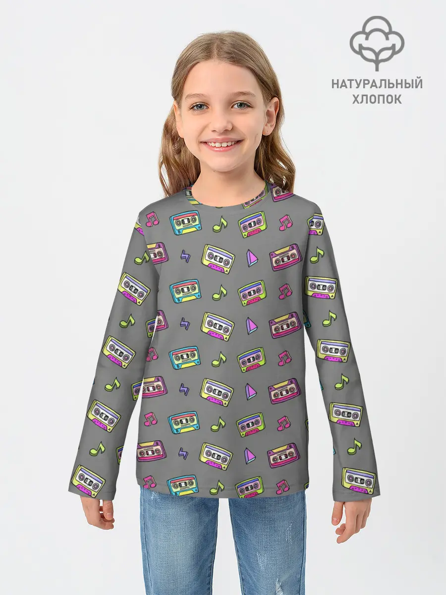 Детский лонгслив / Касеты и ноты