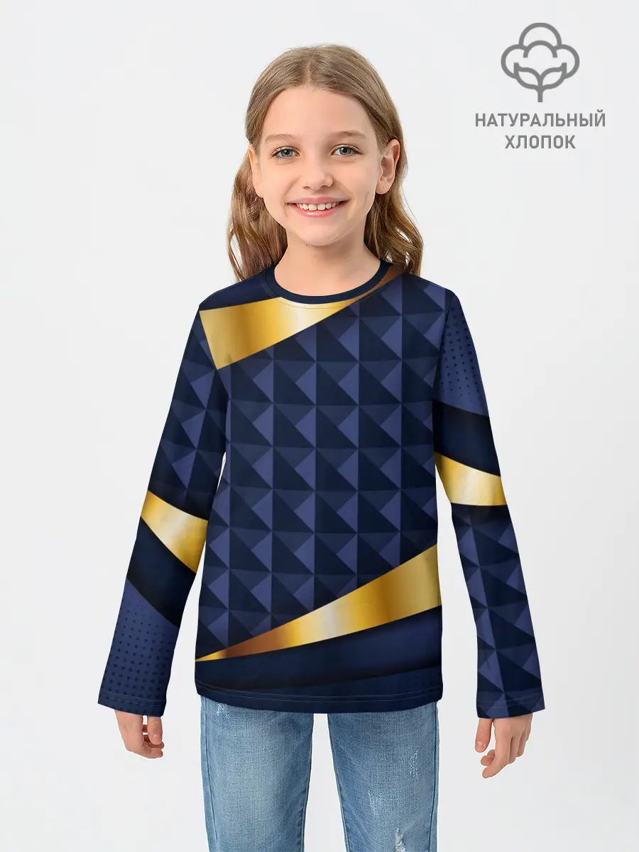 Детский лонгслив / 3D плитки с золотыми вставками