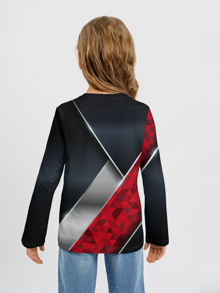 Детский лонгслив / 3D BLACK AND RED METAL