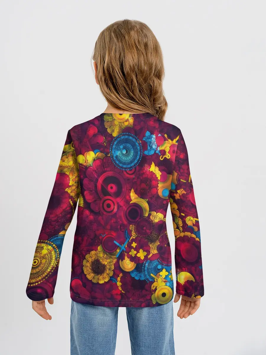 Детский лонгслив / Цветы - шестеренки