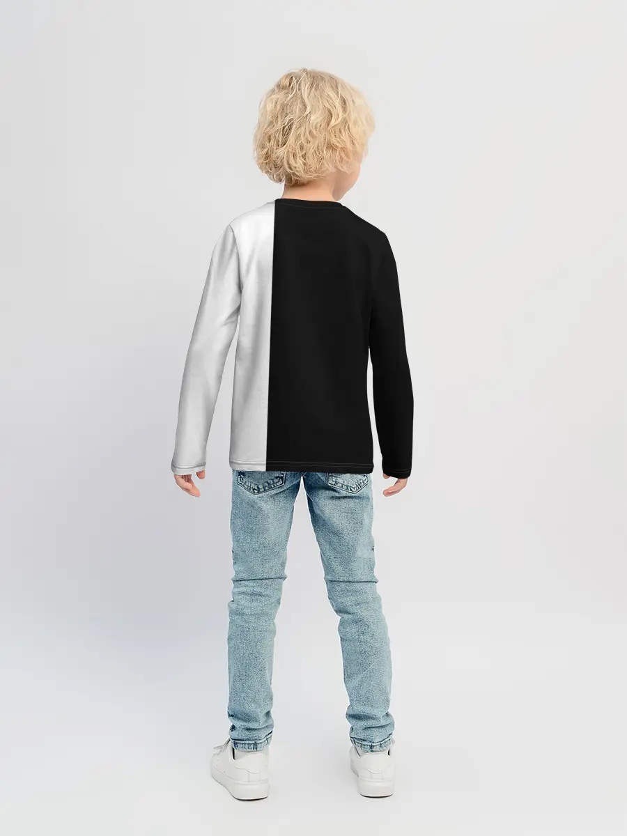 Детский лонгслив / Черно белый силуэт Танджиро