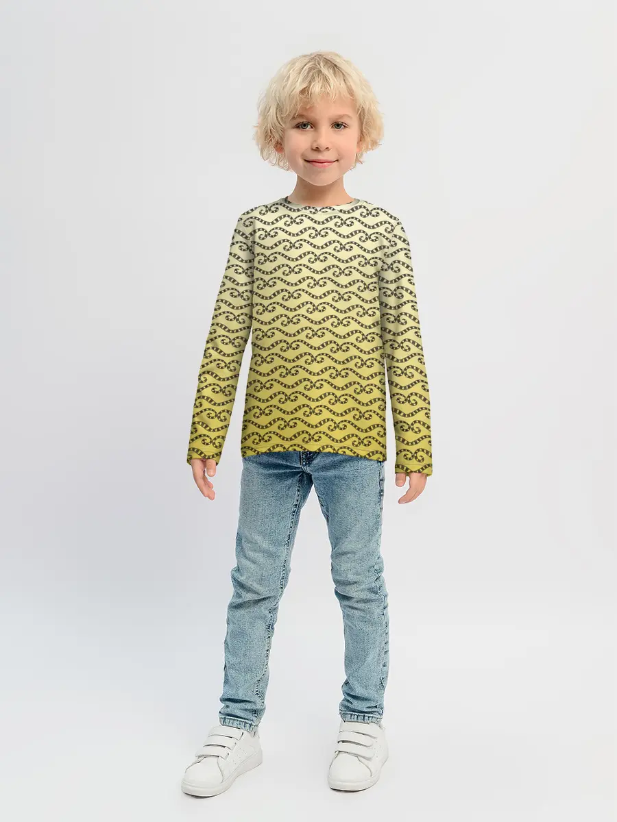 Детский лонгслив / рисованный узор усы червячки