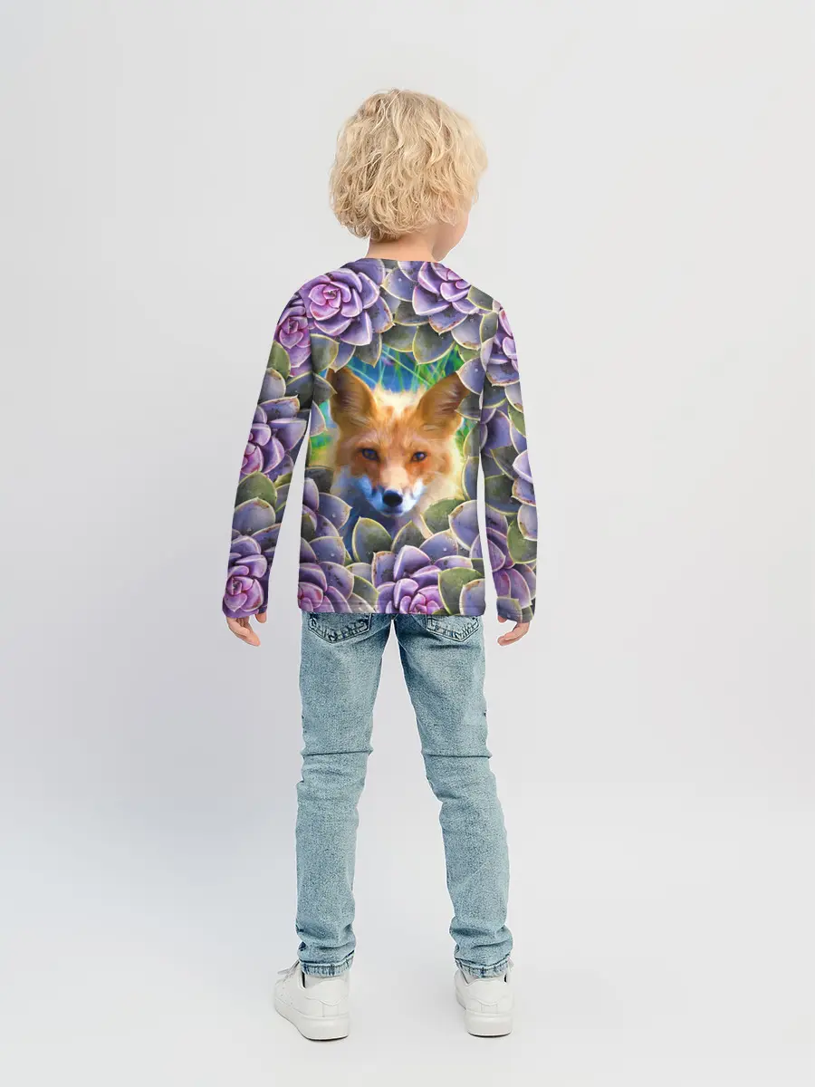 Детский лонгслив / Лиса среди цветов