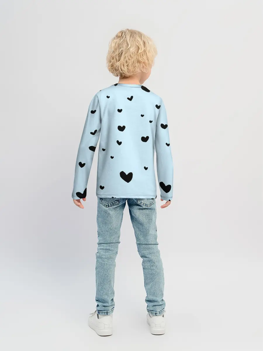 Детский лонгслив / Танджиро Камадо черные сердечки