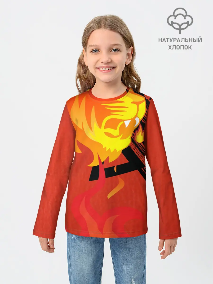 Детский лонгслив / Огненный лев