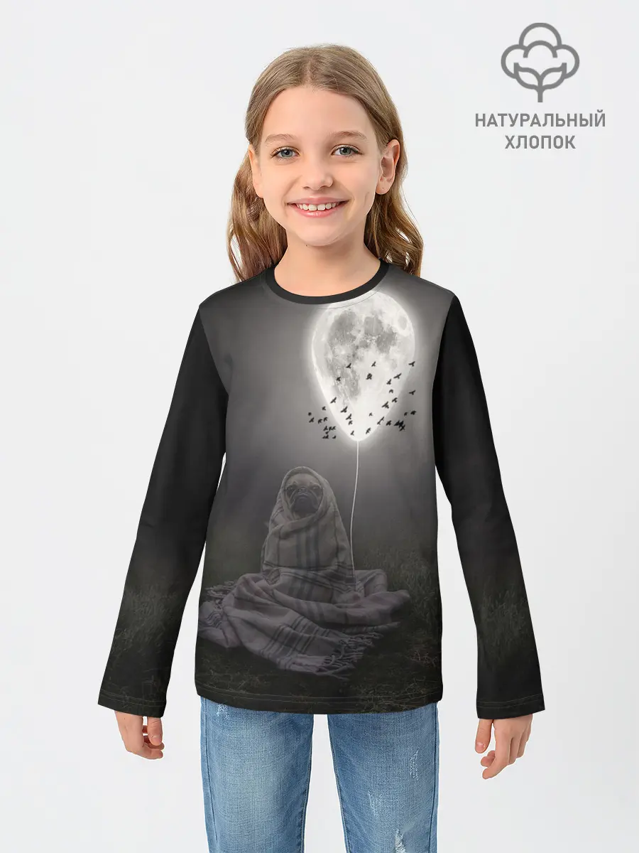 Детский лонгслив / Мопс и луна
