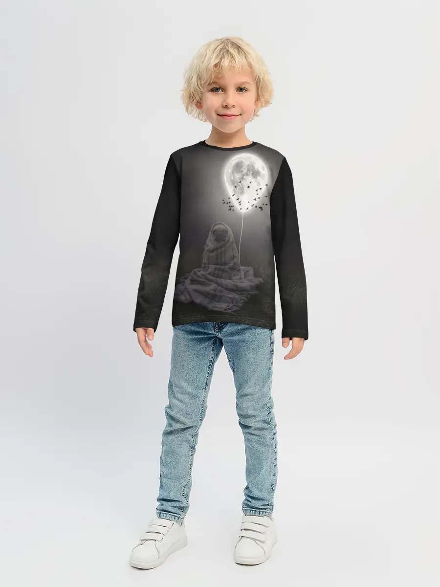 Детский лонгслив / Мопс и луна