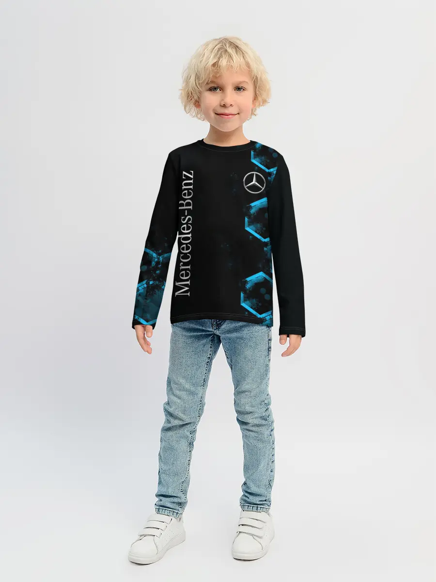 Детский лонгслив / Mercedes | Мерседес | Неон