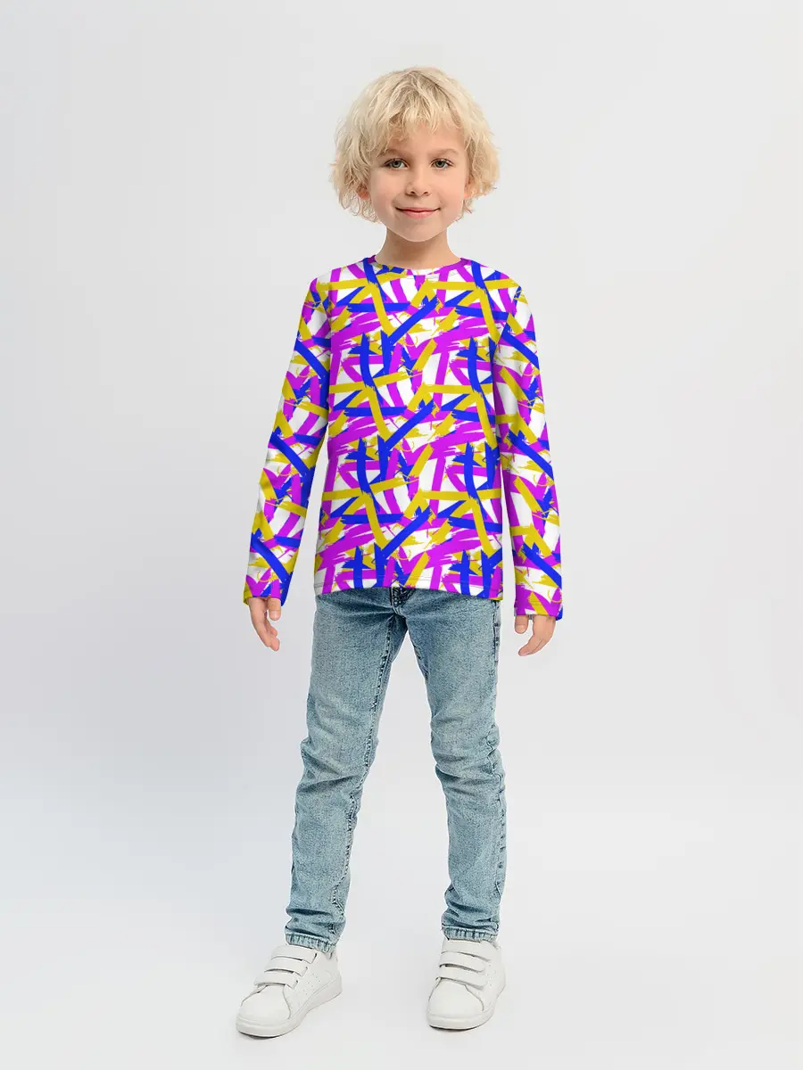 Детский лонгслив / абстракция из ярких полос