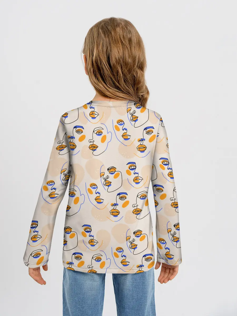 Детский лонгслив / Лица в графике