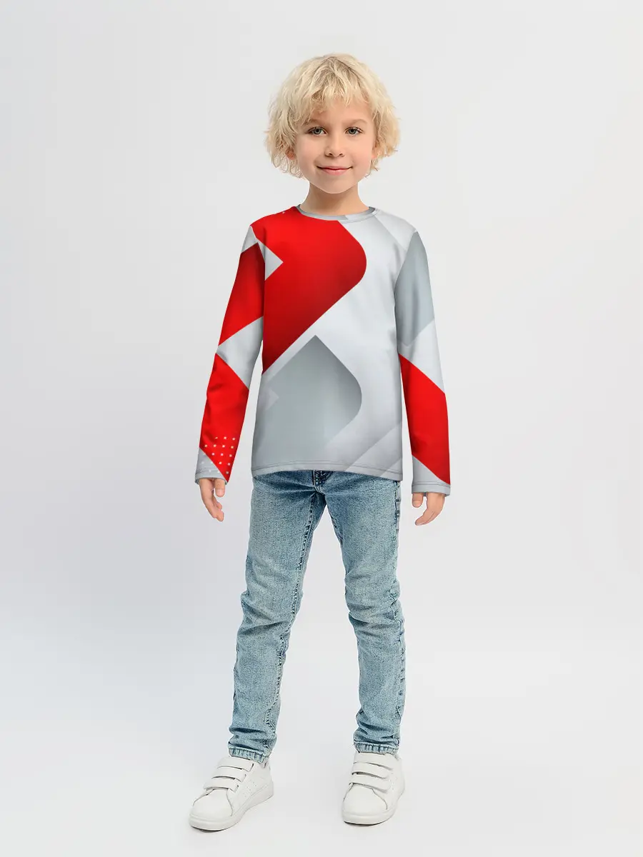 Детский лонгслив / 3D SPORT STYLE RED / WHITE