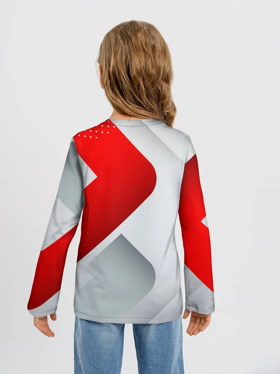 Детский лонгслив / 3D SPORT STYLE RED / WHITE