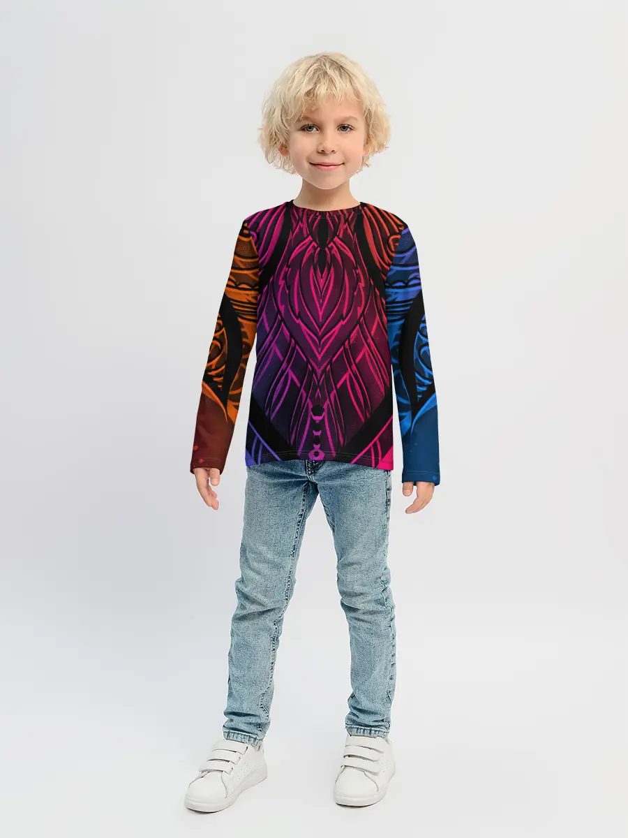 Детский лонгслив / Фиолетовый узор 3D