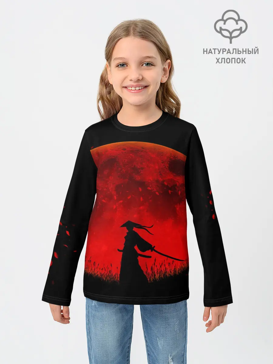Детский лонгслив / Самурай 3D