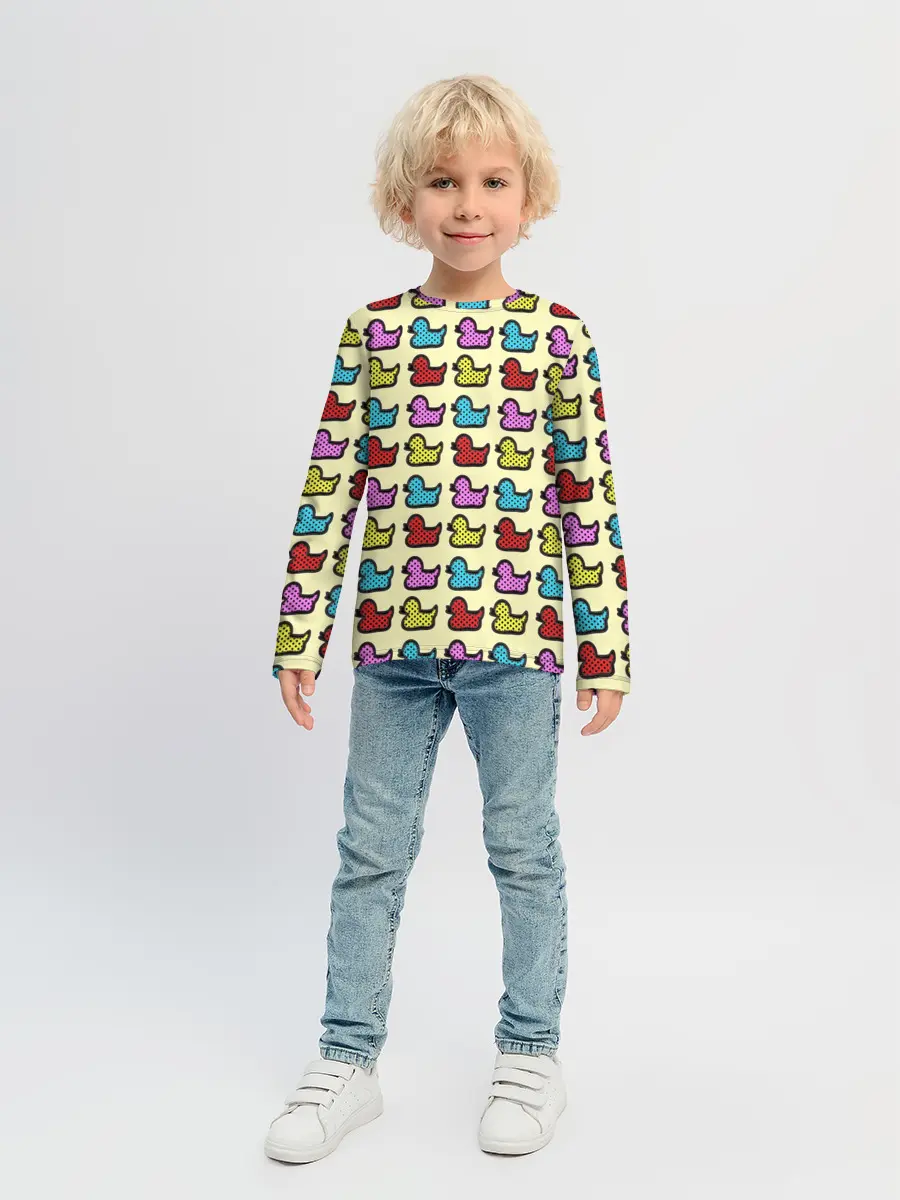 Детский лонгслив / Утиный фон | Утки | Ducks