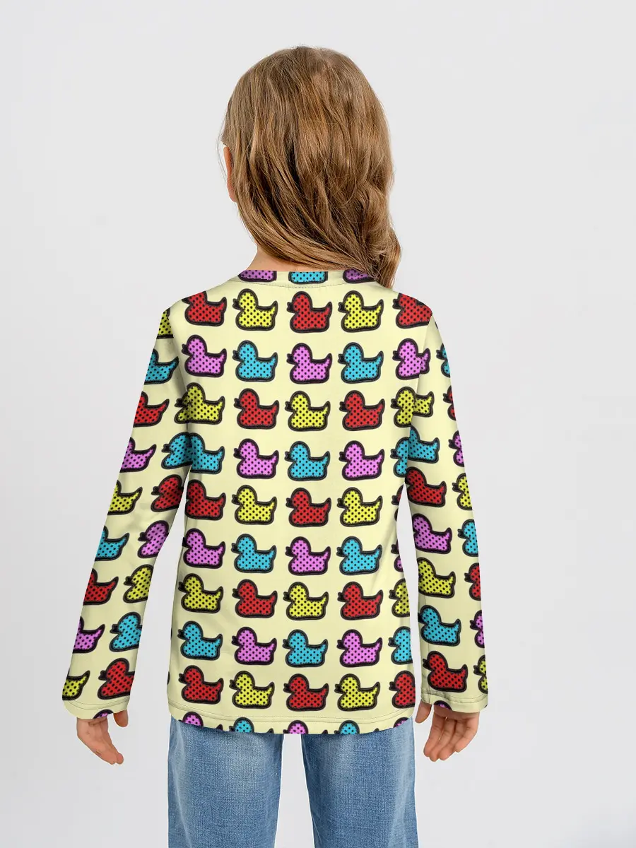 Детский лонгслив / Утиный фон | Утки | Ducks