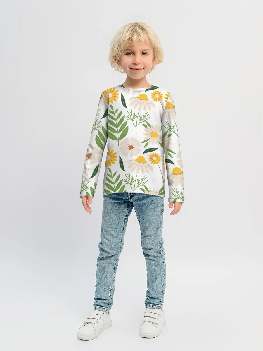 Детский лонгслив / Цветы и листья