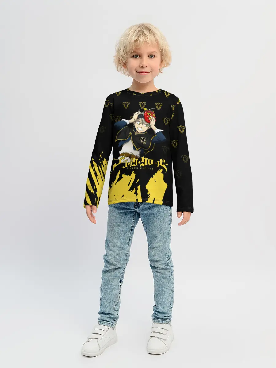 Детский лонгслив / Аста в маске демона | Чёрный Клевер