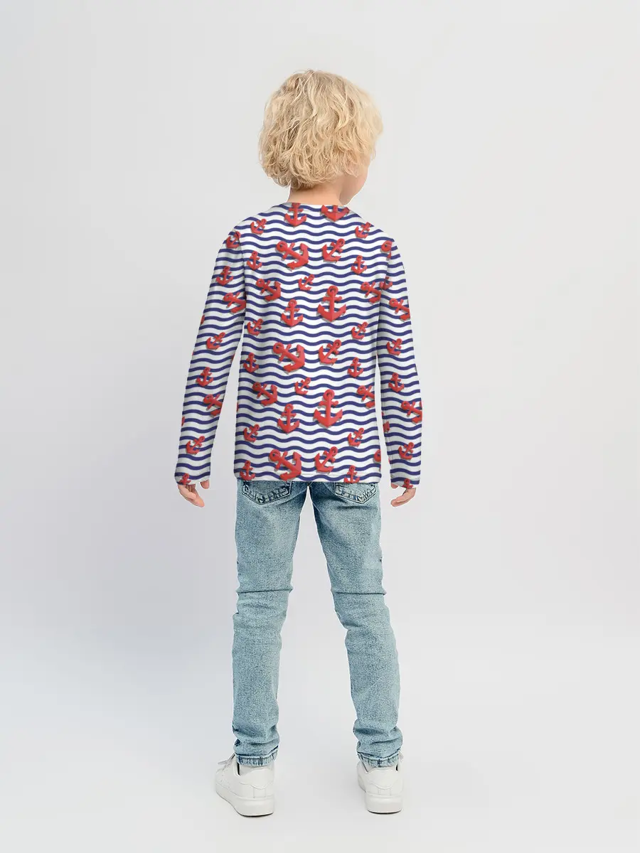 Детский лонгслив / Красные якоря
