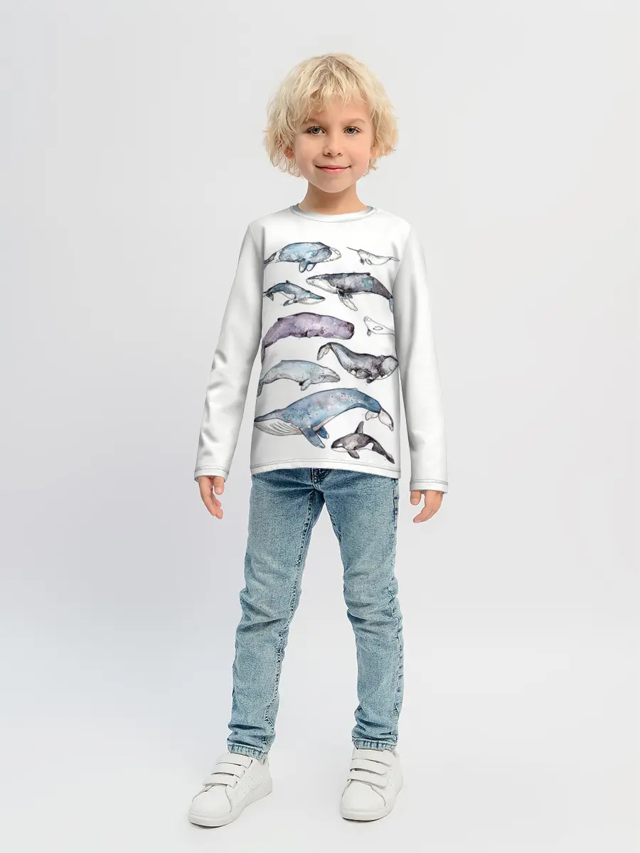 Детский лонгслив / киты