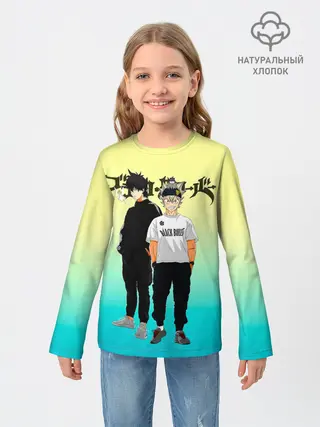 Детский лонгслив / Юно и Аста | Черный Клевер