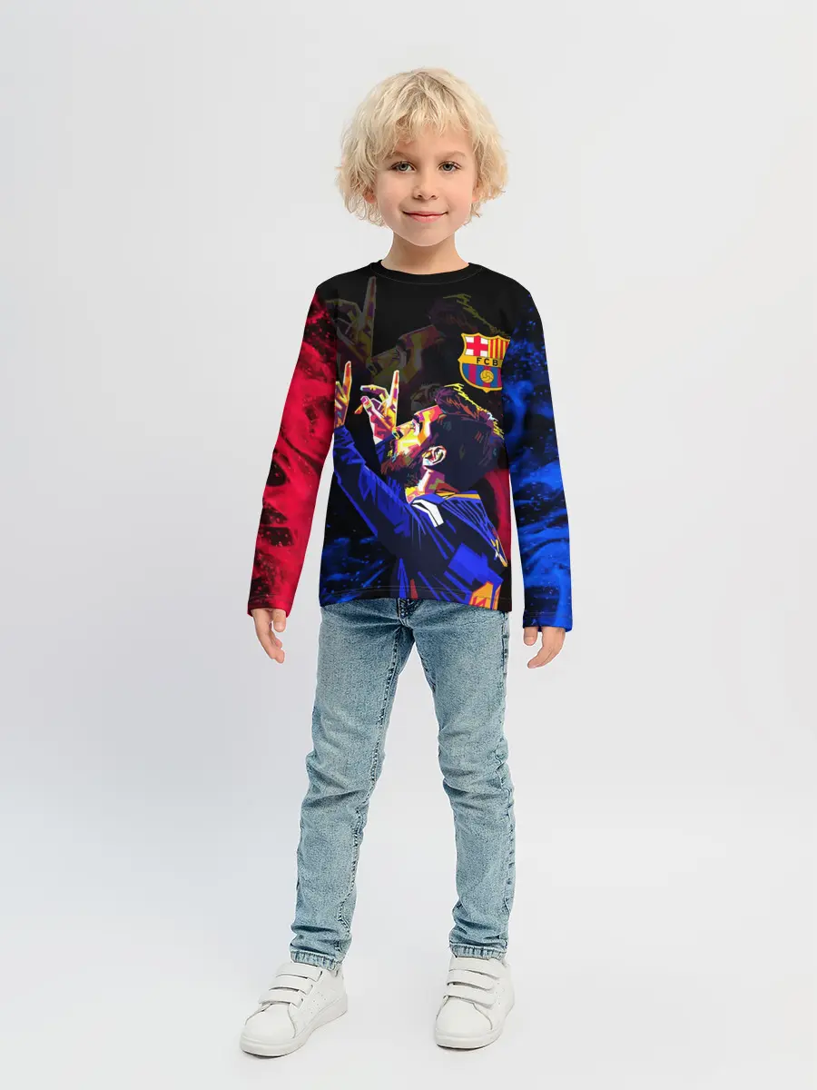 Детский лонгслив / ЛИОНЕЛЬ МЕССИ / ОГОНЬ / FIRE