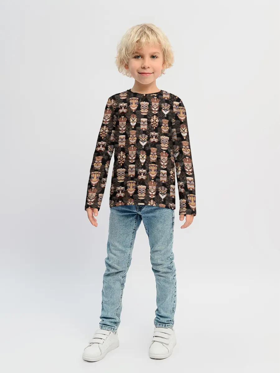 Детский лонгслив / МАСКИ ТИКИ ГАВАЙИ ПАТТЕРН