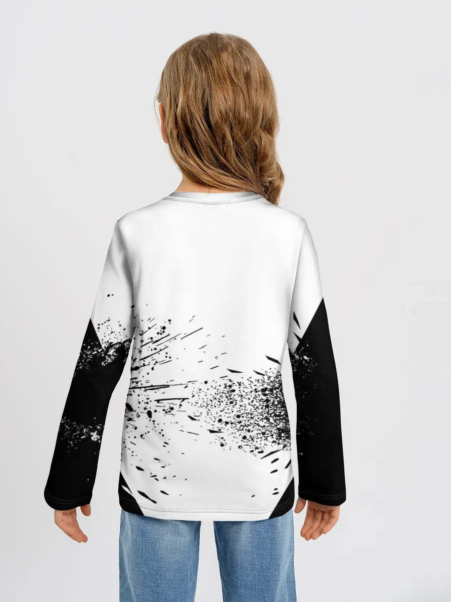 Детский лонгслив / Чёрный клевер с иероглифами