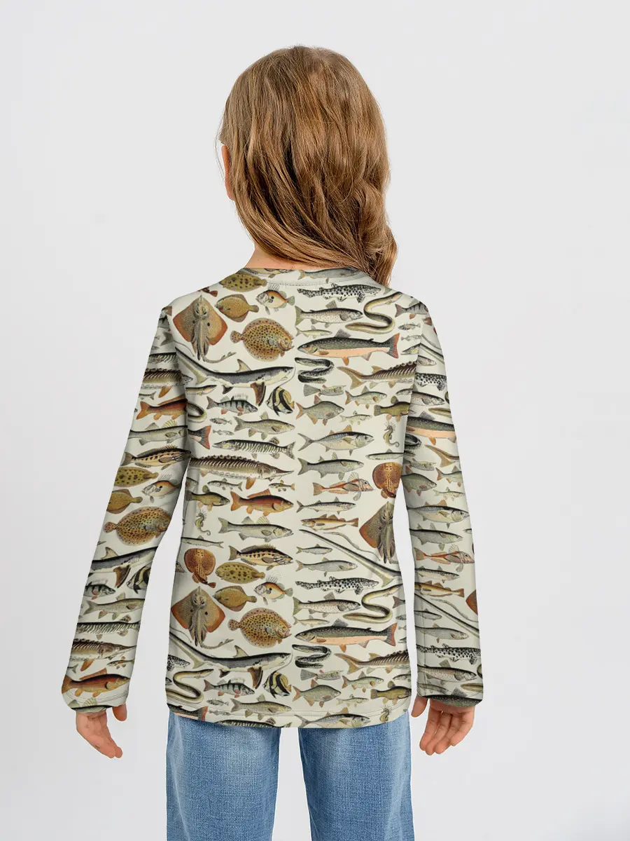 Детский лонгслив / рыбный паттерн