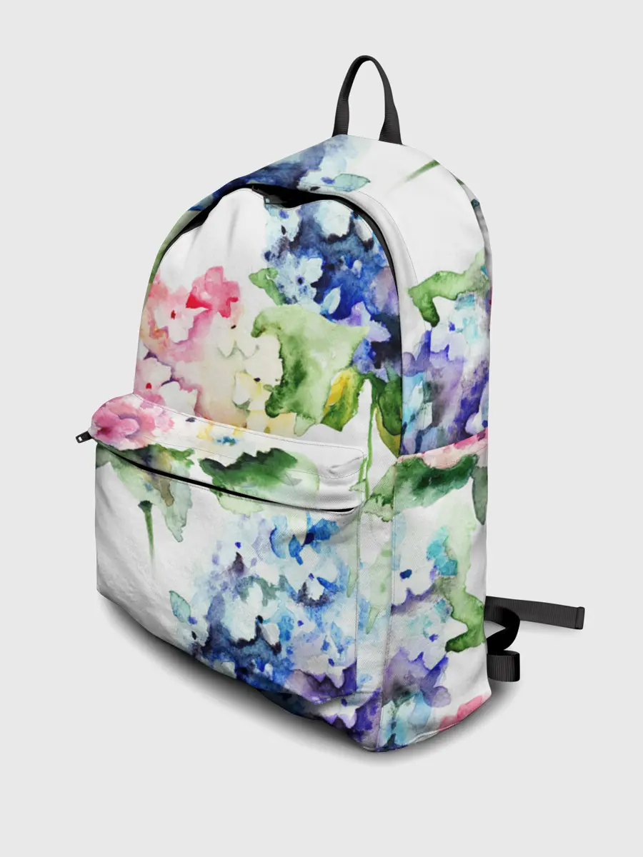 Рюкзак джинсовый / Акварель, гортензии