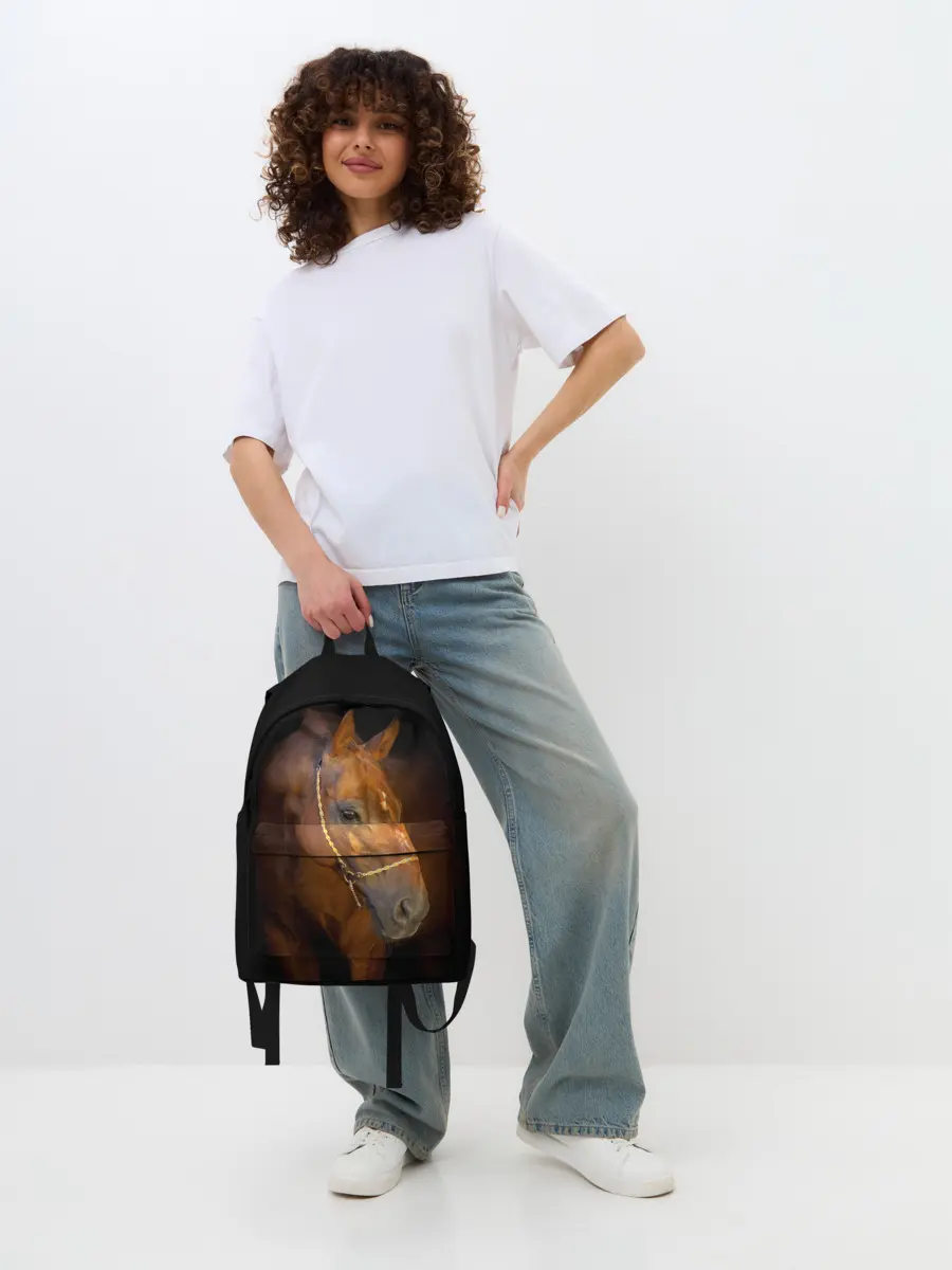 Рюкзак джинсовый / Гнедая лошадь