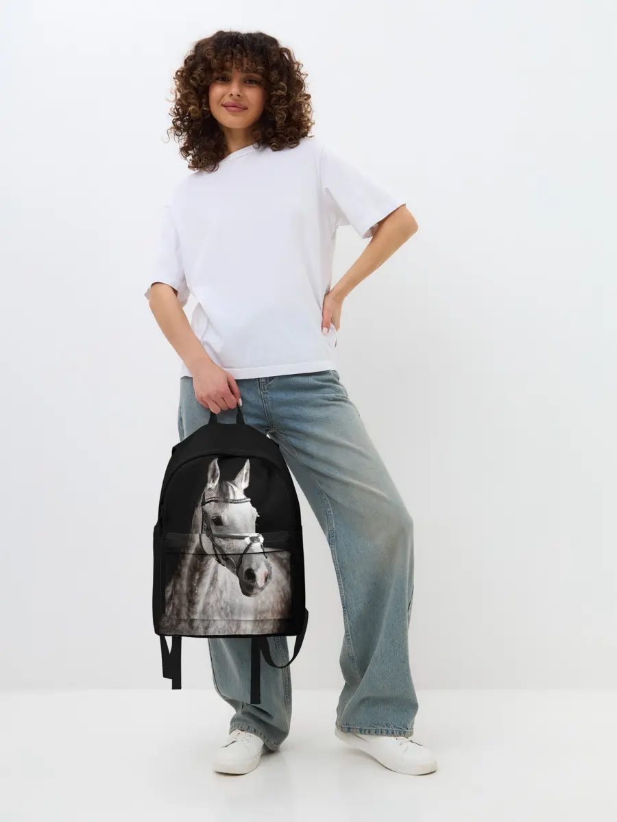 Рюкзак джинсовый / Серный в яблоках конь